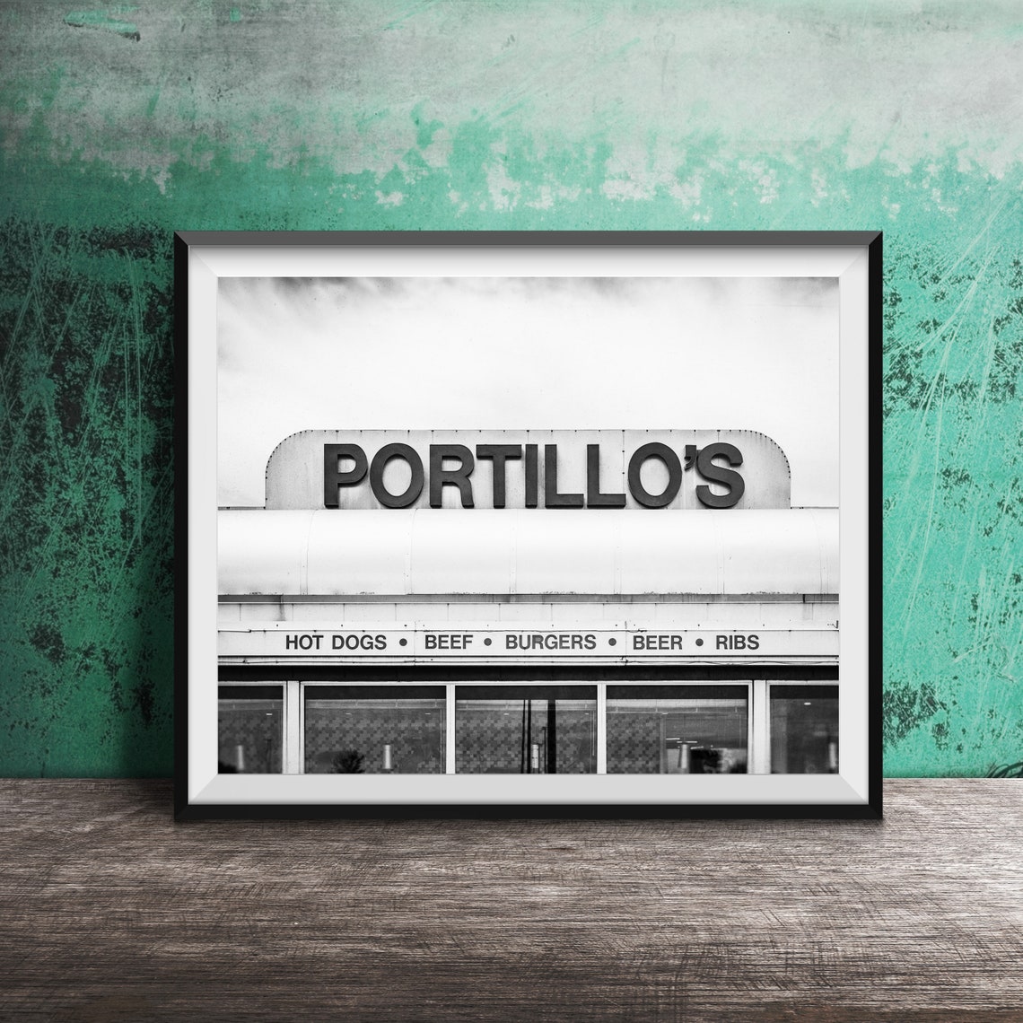 Portillo's Restaurant Retro Rooftop Sign Hot Dogs Chicago Food Poster - Image 2