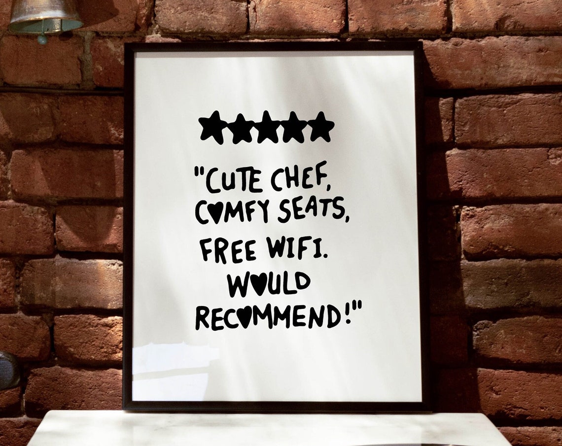 Five Star Cute Chef Comfy Seats Review Black Funny Kitchen Poster