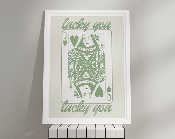 Queen Of Hearts Sage Green Wall Art Trendy Apartment Decor Funky Y2k Aesthetic Poster Green Bedroom Decor Neutral Wall Art Funky Home Decor