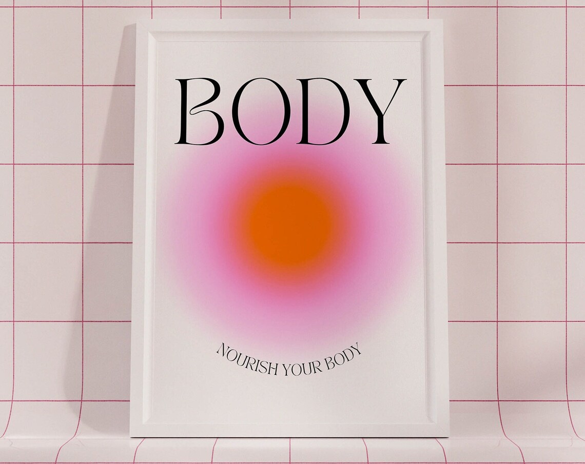 Nourish Your Body Orange Sunrise Aura Mindful Wellness Poster - Image 2