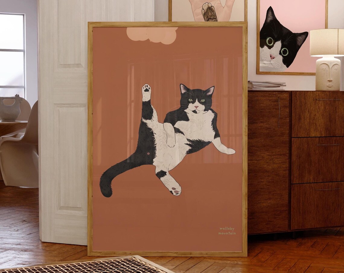 Funny Cat Illustration, Yoga Cat Art Print - Image 3