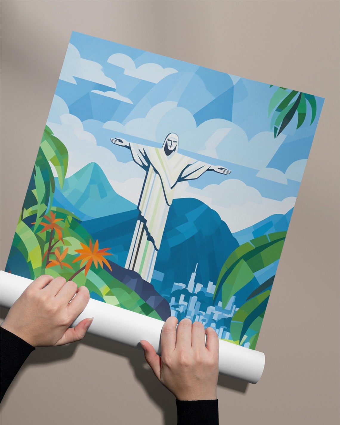 Christ The Redeemer Rio de Janeiro Tropical Jungle Landmark Poster - Image 2