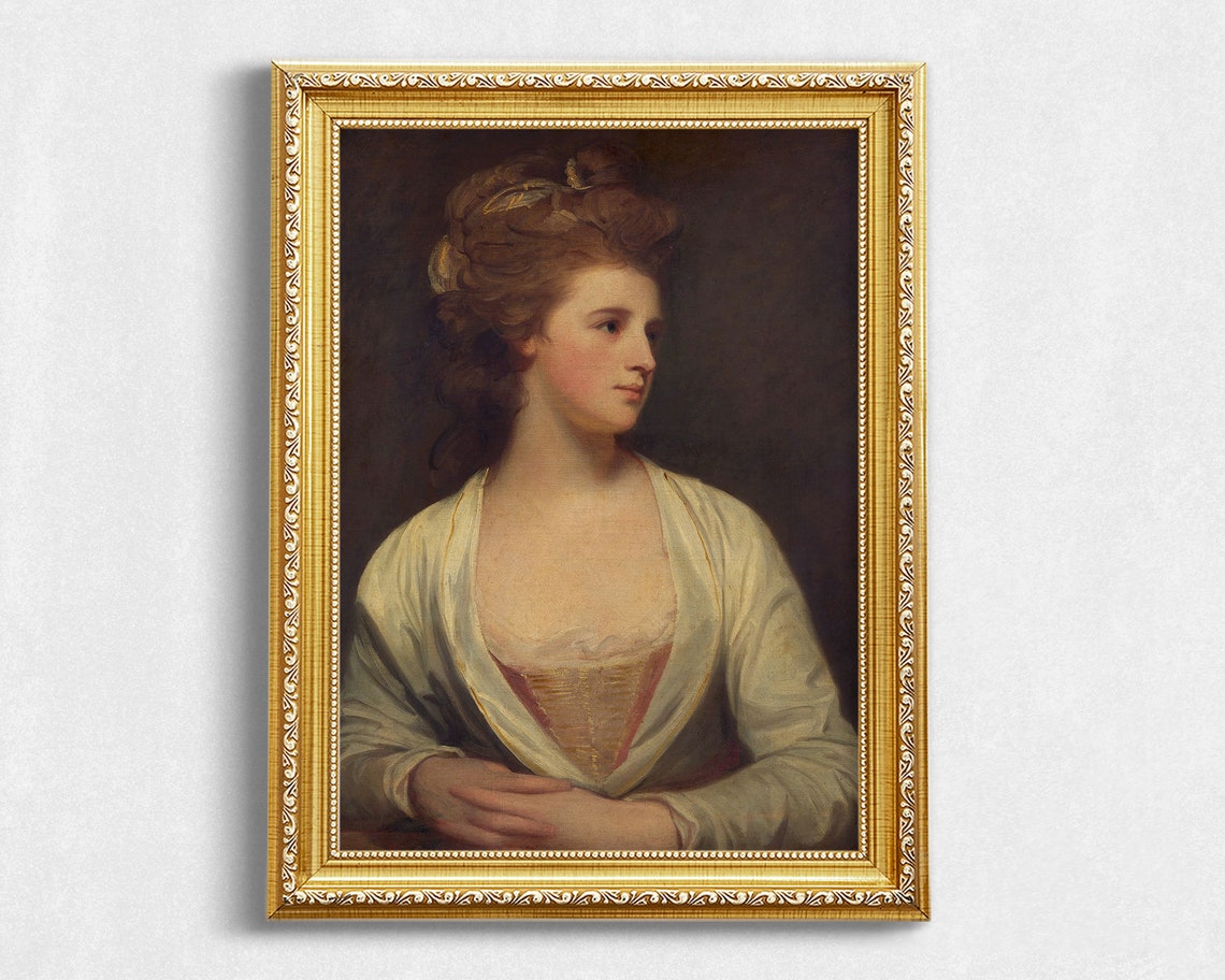 Vintage Portrait Painting Of Young Woman Antique Painting Of Girl Portrait Painting Vintage - Image 2