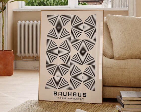 Bauhaus Poster Print Black Contemporary Geometric Wall Art Abstract Print Abstract Wall Art Linear Design