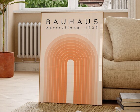 Bauhaus Poster Print Geometric Bauhaus Exhibition Poster Abstract Print Boho Wall Art Orange Abstract Wall Art