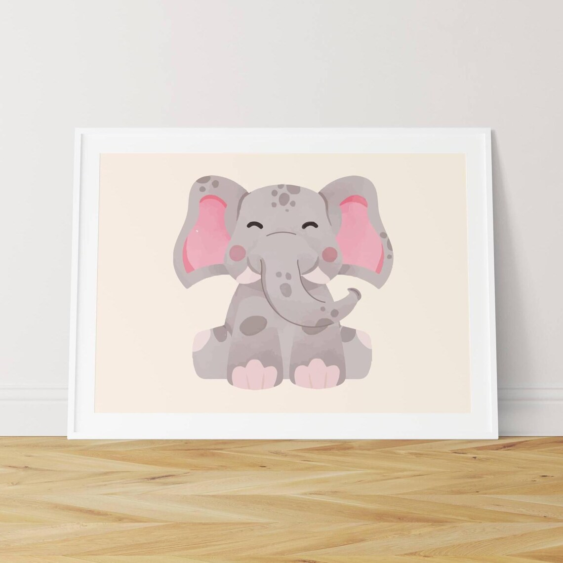 Cute Baby Elephant Nursery Watercolor Jungle Kids Room Art Print