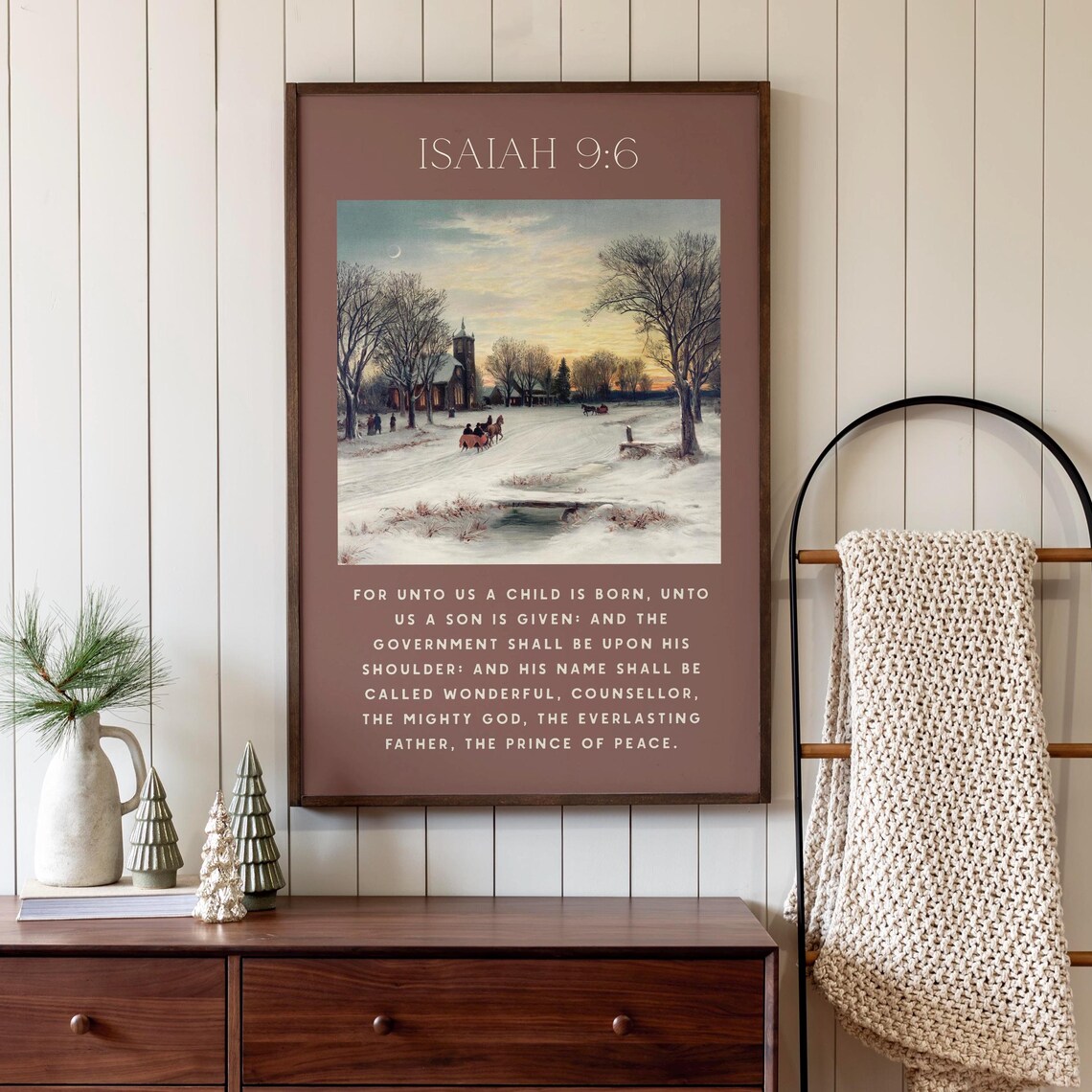 For Unto Us A Child Is Born, Vintage Christmas Art Print