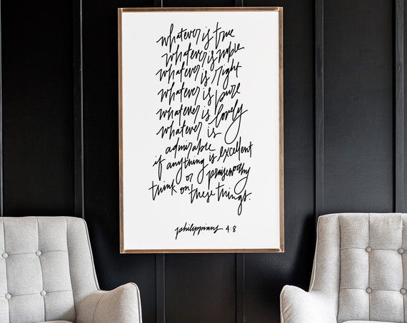 Whatever Is True Philippians 4:8 Farmhouse Art Print