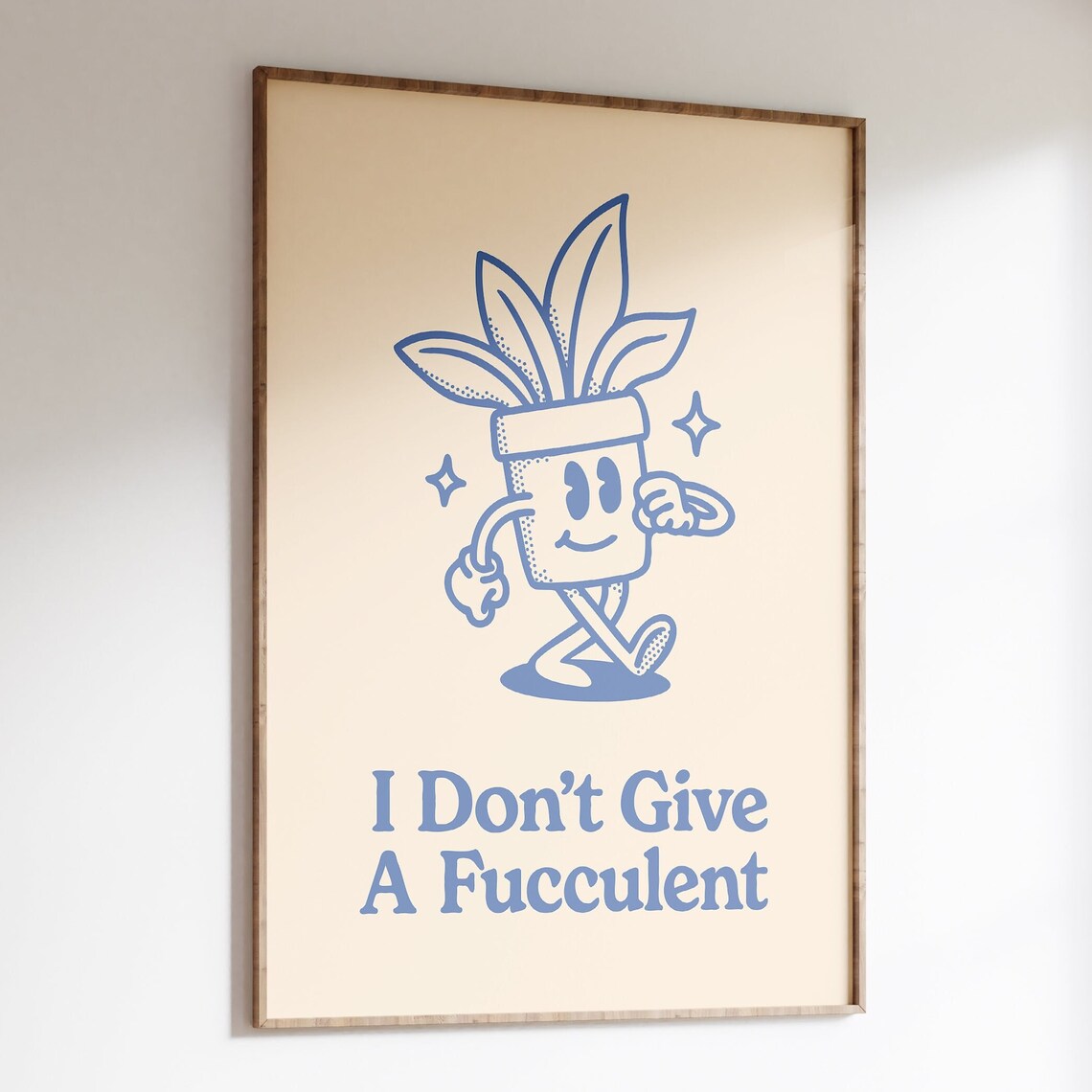Succulent Retro Plant Art Print, Quirky Decor