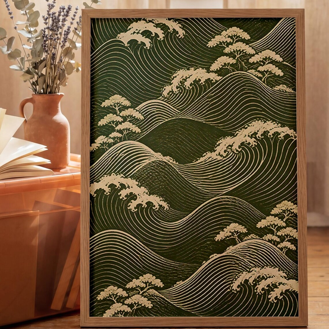 Japanese Wave Poster, Minimalist Coastal Art Print