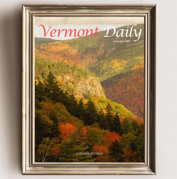Vintage Autumn Print Fall Landscape Wall Art Poster Rustic Decor Cozy Home Foliage