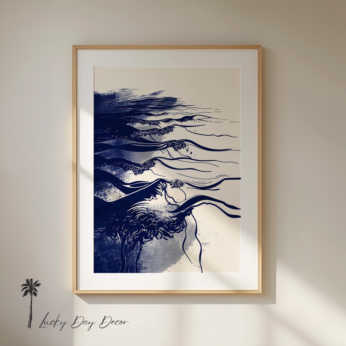 Coastal Breeze Cresting Waves Vintage Beach Art Print