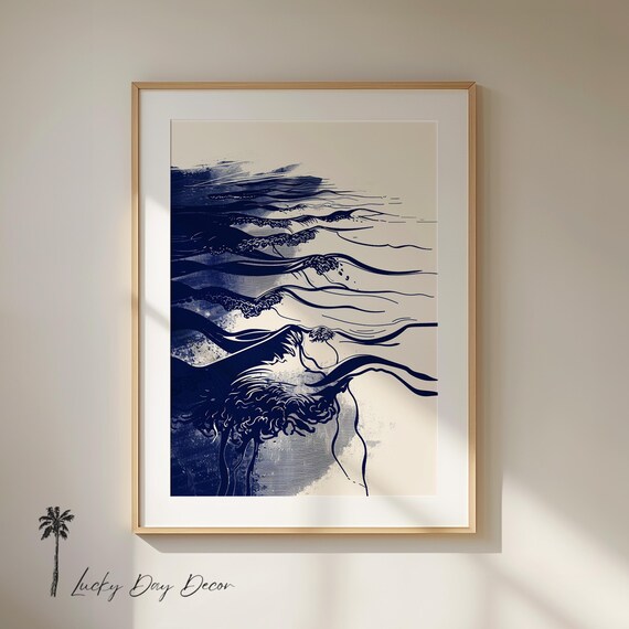 Coastal Breeze Cresting Waves Vintage Beach Art Print