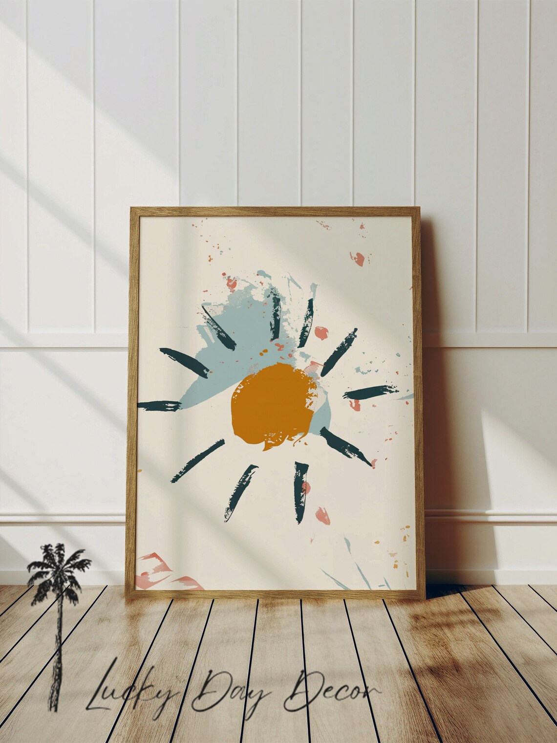 Pastel Sunshine Painting, Abstract Retro Art Print