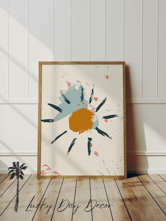 Pastel Sunshine Painting, Abstract Retro Art Print