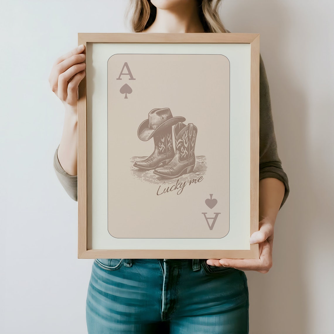 Ace Of Spades Cowboy Boots And Hat Lucky Me Western Style Poster - Image 4
