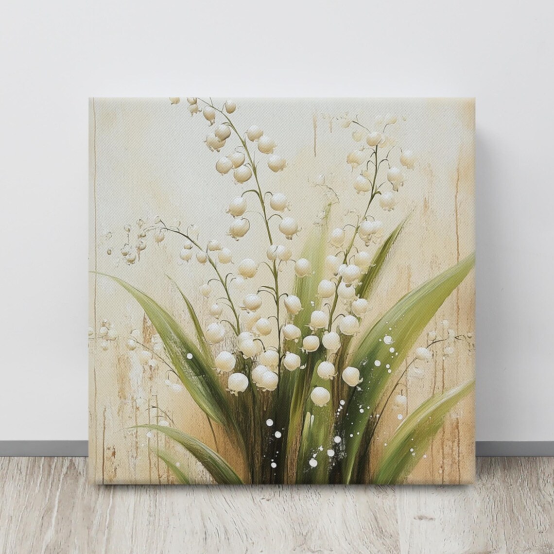 Lily Of The Valley White Bells Green Leaves Painting Print Poster