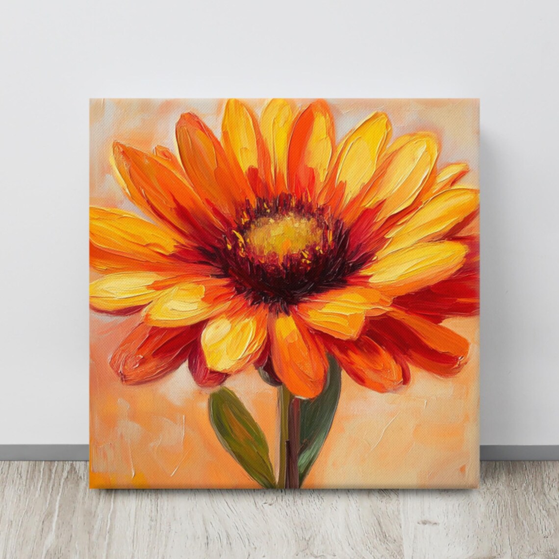 Orange Yellow Gaillardia Impasto Floral Painting Canvas Wall Poster