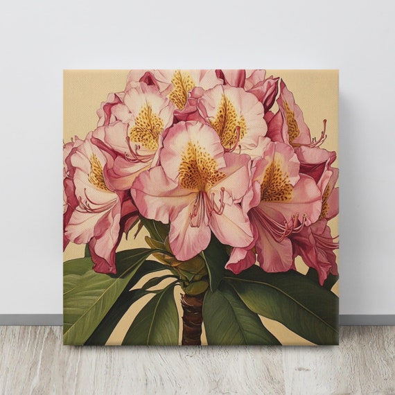 Rhododendron Print Rhododendron Painting Print Tropical Flower Wall Art Rhododendron Art Beige Living Room Home Decor