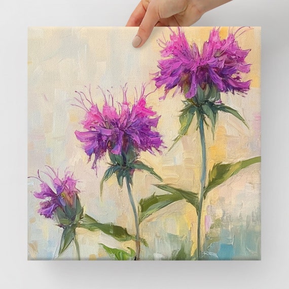 Bee Balm Print Bee Balm Flower Art Large Painting Print Purple Bee Balm Flower Wall Art Wall Art Nature Art