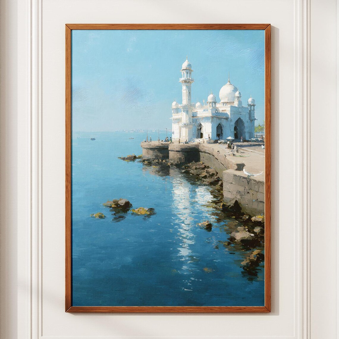 Haji Ali Dargah Mumbai Seaside Mosque Impressionist Painting Poster