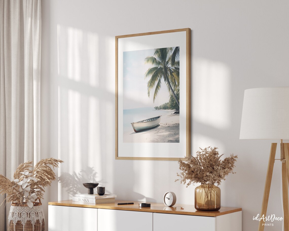 Palm Trees Tropical Beach Poster, Ocean Wall Art - Image 3
