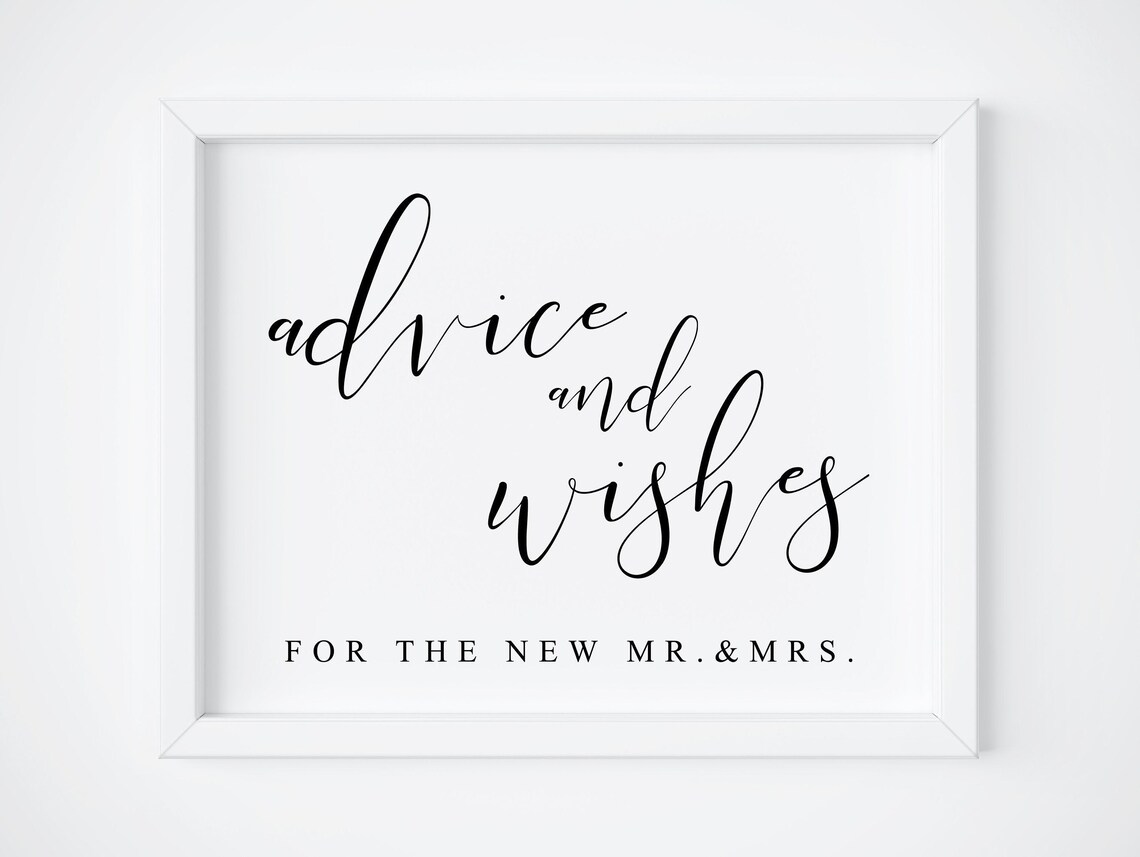 Advice And Wishes For The New Mr And Mrs Wedding Sign Poster