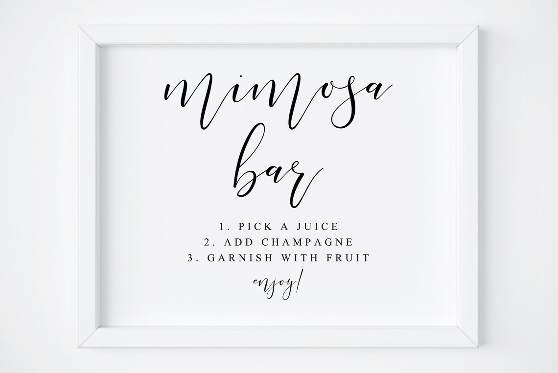 Mimosa Bar Sign Wedding Drinks Sign Print