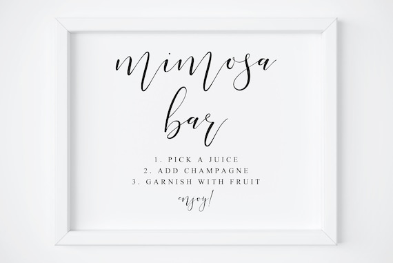 Mimosa Bar Sign Wedding Drinks Sign Print