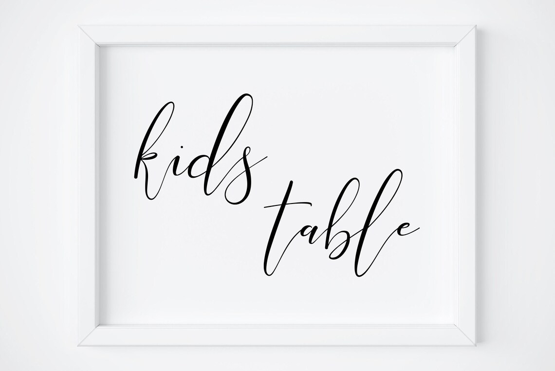 Kids Table Wedding Sign, Reception Decor Print