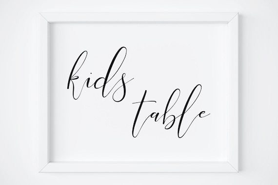Kids Table Wedding Sign, Reception Decor Print