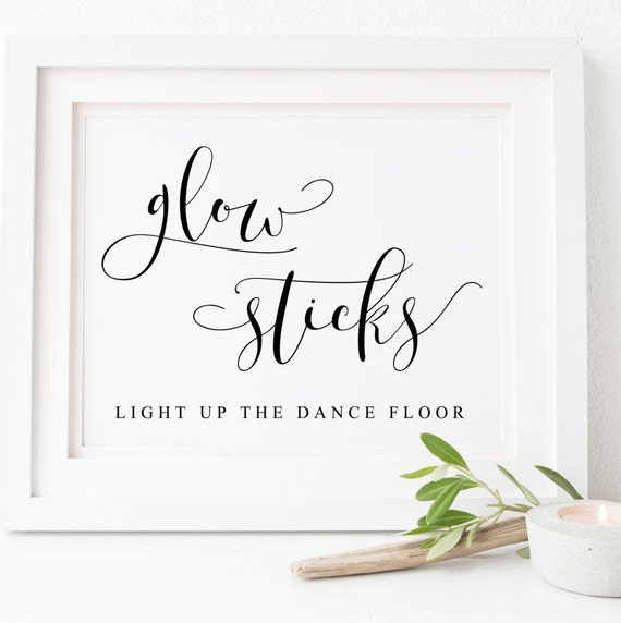 Glow Sticks Wedding Send-Off Sign, Dance Floor Poster