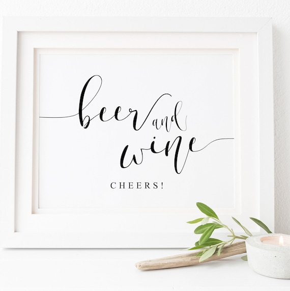 Beer And Wine Wedding Bar Sign, Open Bar Decor