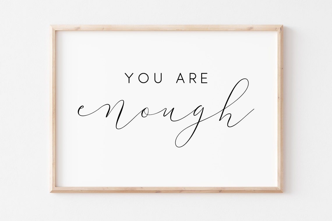 You Are Enough Horizontal Affirmation Quote Minimalist Word Art Poster