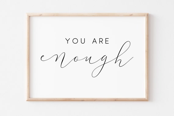 You Are Enough Horizontal Affirmation Quote Minimalist Word Art Poster