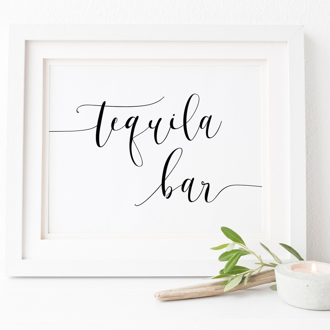 Tequila Bar Sign Elegant Script Wedding Drinks Station Print