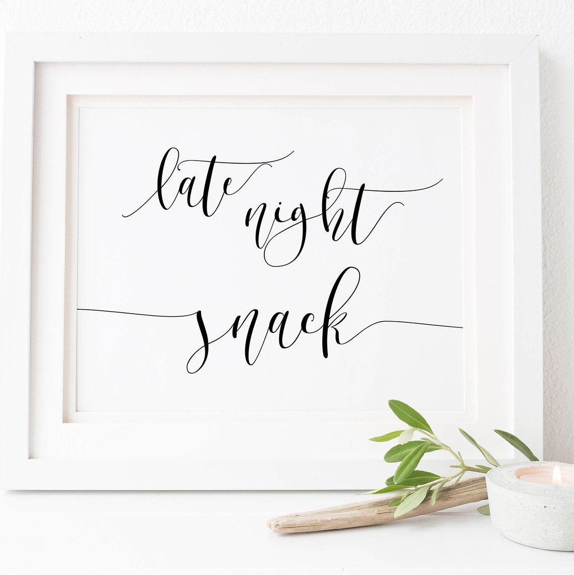 Late Night Snack Calligraphy Wedding Reception Buffet Table Poster