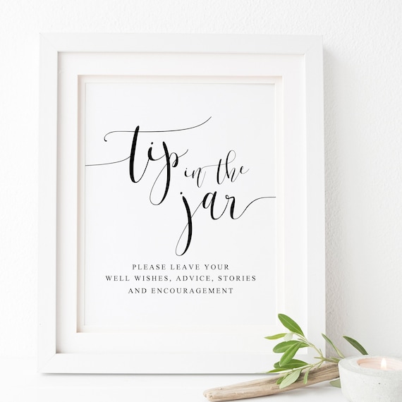 Wedding Tip Jar Guestbook Advice Sign, Mr and Mrs