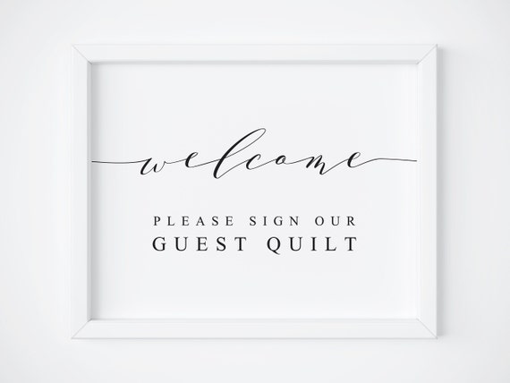 Wedding Guest Quilt Sign, Welcome Please Guestbook Art Print