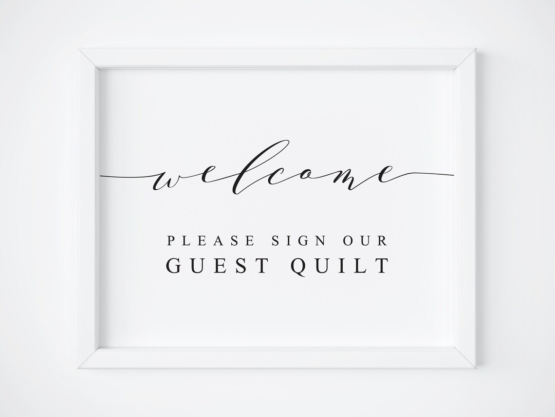 Wedding Guest Quilt Sign, Welcome Please Guestbook Art Print