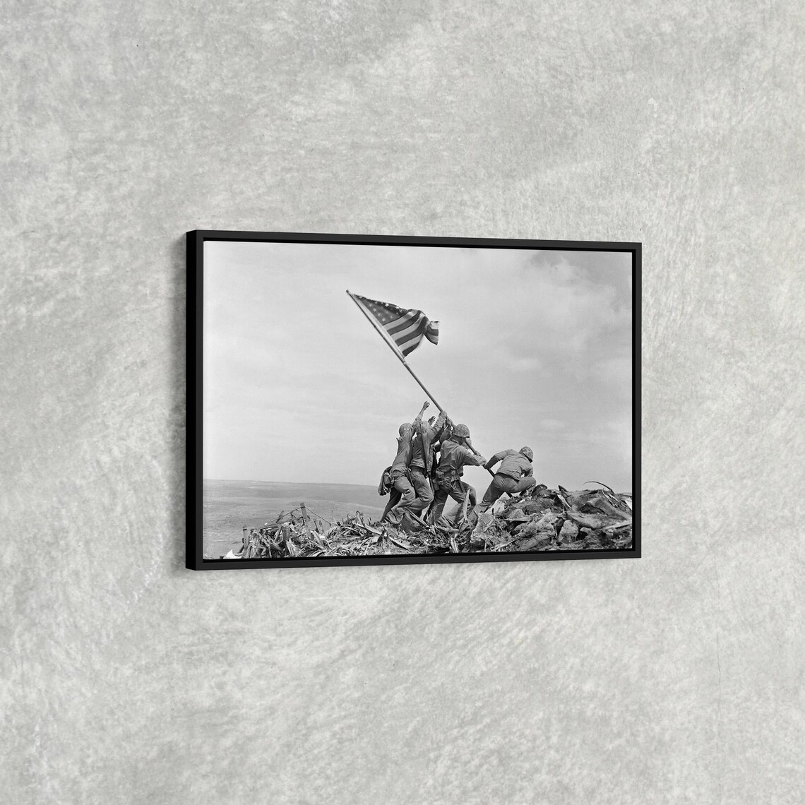 Raising the Flag on Iwo Jima Historic WWII Marines Photo Art Poster