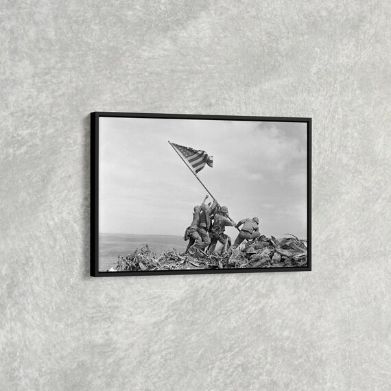 Raising the Flag on Iwo Jima Historic WWII Marines Photo Art Poster