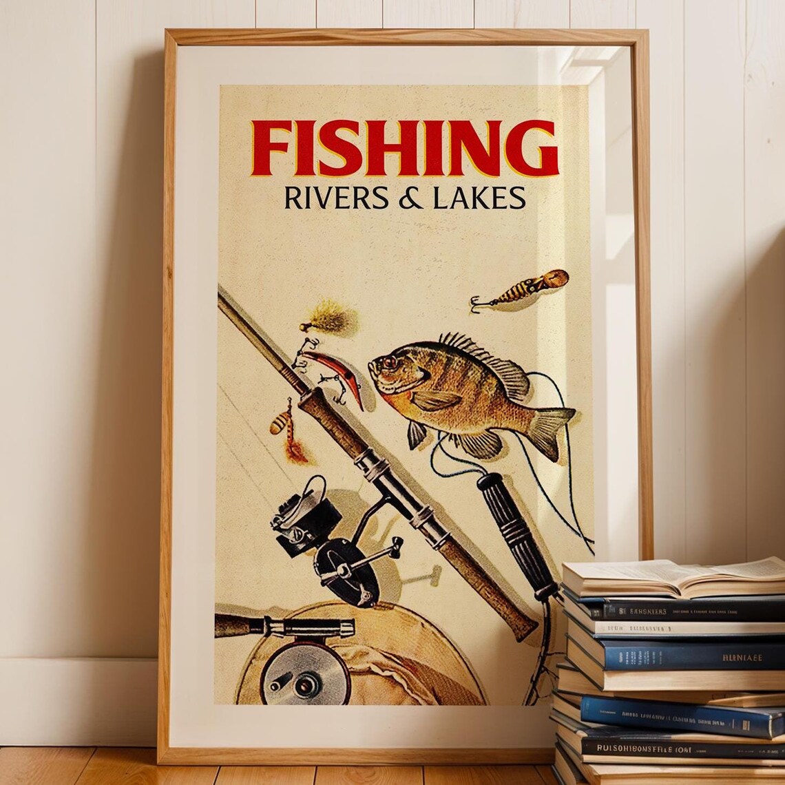 Rivers and Lakes Retro Fishing Art Print