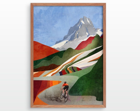 Cycling Art Print Cycling Below High Peaks