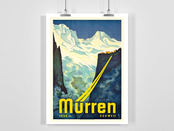 Mrren Switzerland Vintage Ski Poster Framed Unframed
