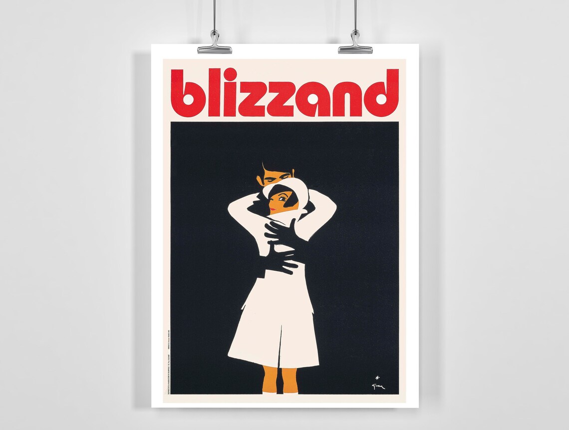Blizzand Art Deco Couple Embrace Vintage Fashion Advertising Poster