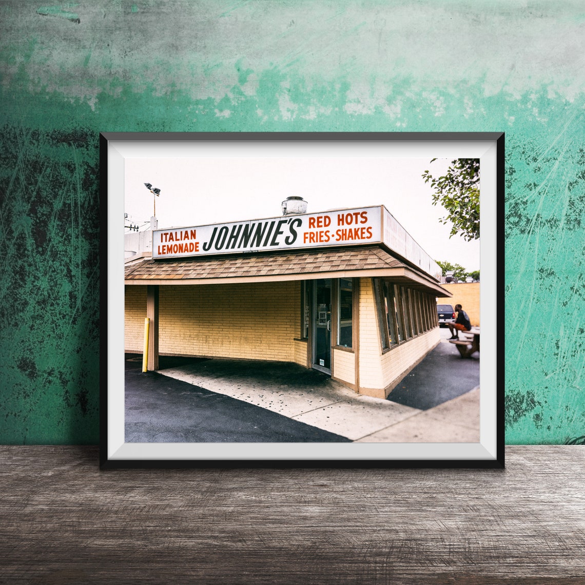 Johnnies Italian Beef Red Hots Chicago Style Hot Dog Stand Poster