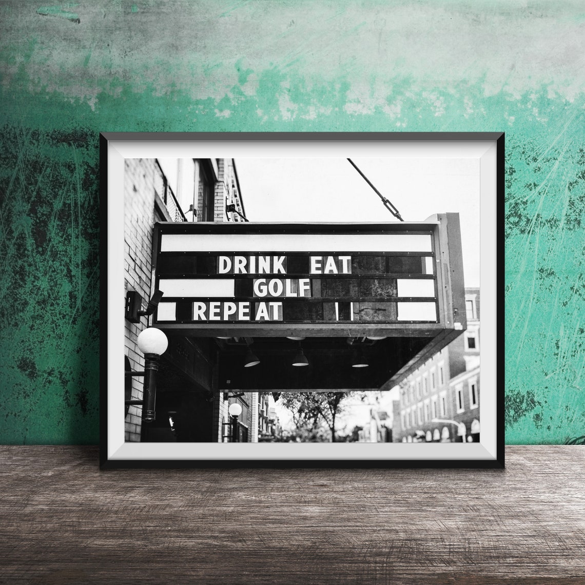 Drink Eat Golf Repeat Vintage Theater Marquee Mantra Sign Poster - Image 2