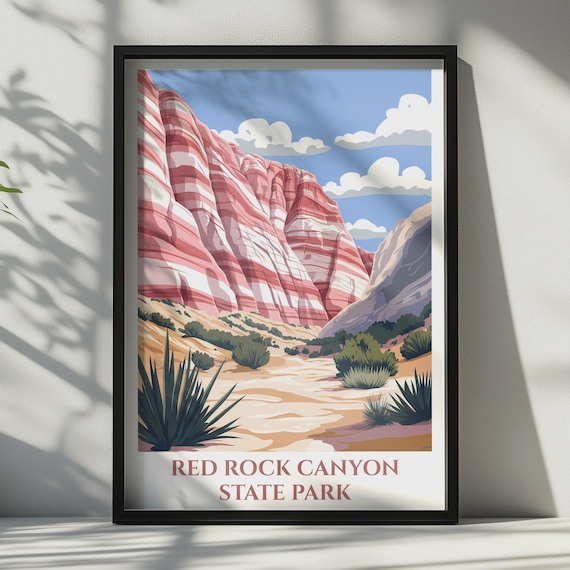 Red Rock Canyon State Park Pink Cliffs Desert Sunset Travel Poster