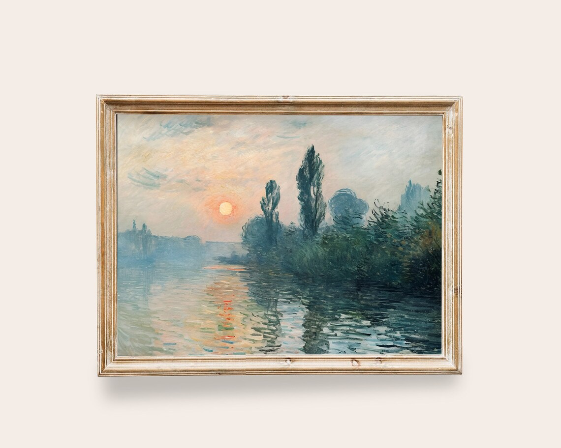 Vintage Misty Landscape, Light Academia Art Print